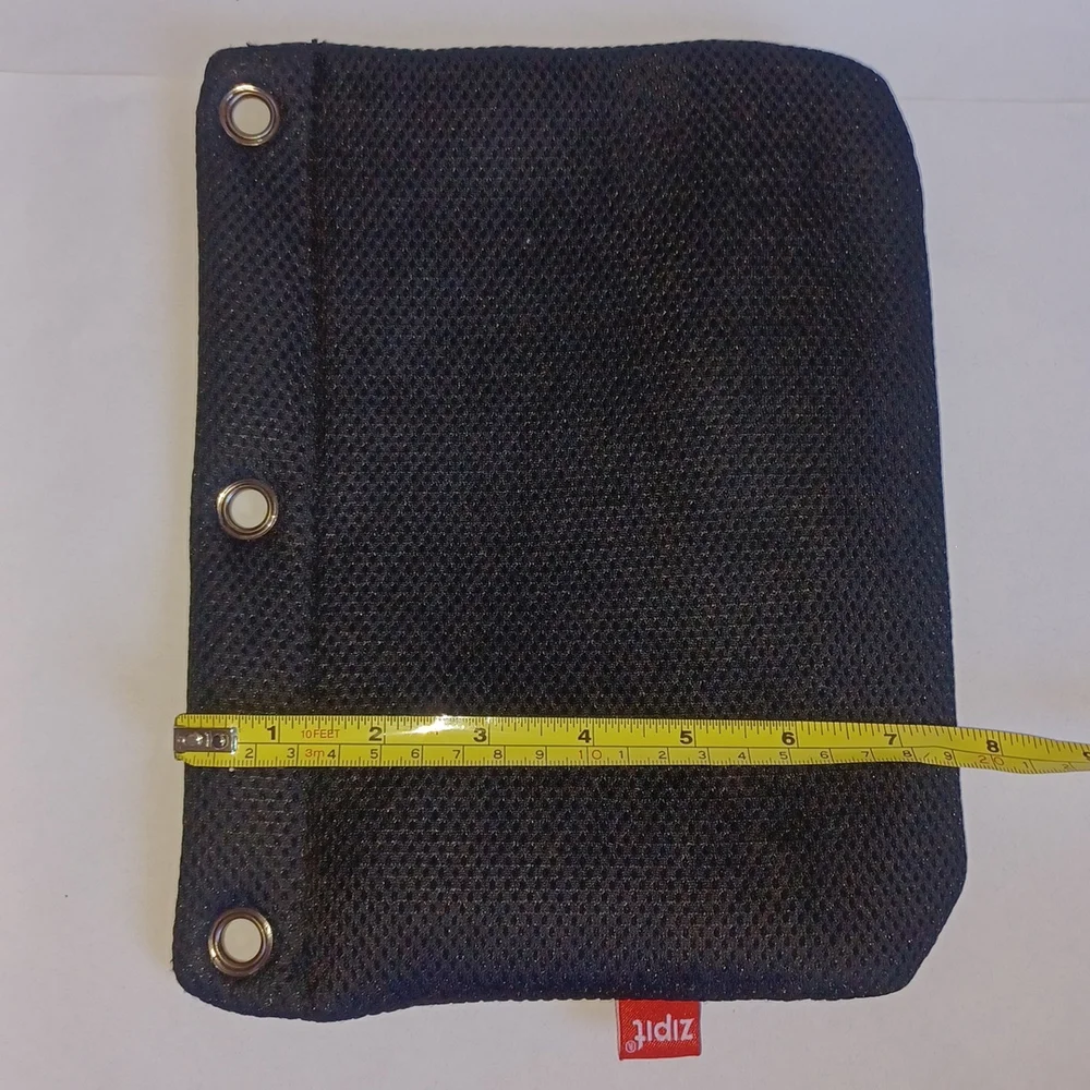 Zipit travel pouch, pencil bag, pencil pouch black with neon green zipper